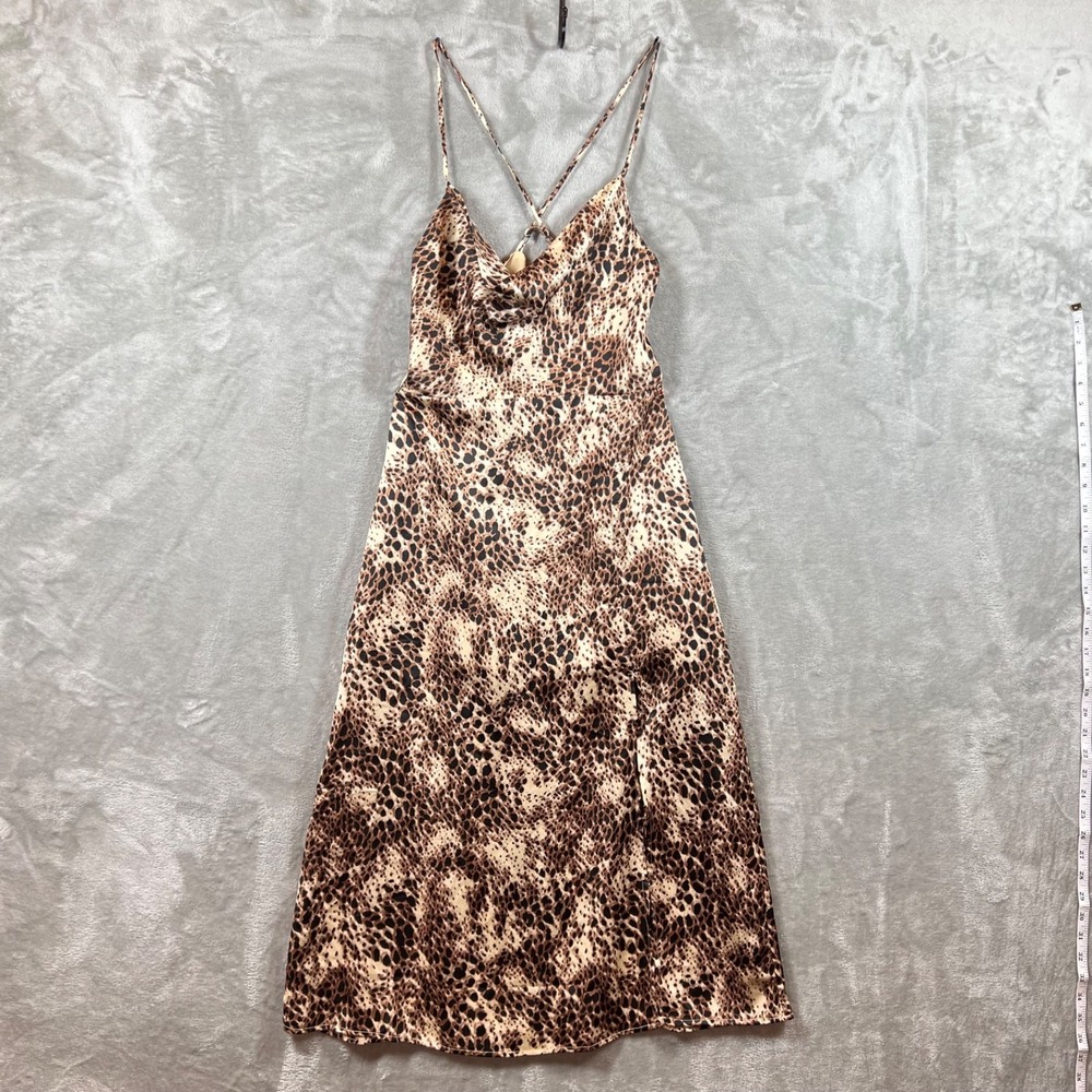 Forever 21 Dress Womens  S Leopard Animal Print Slip Midi Adjustable‎ Straps